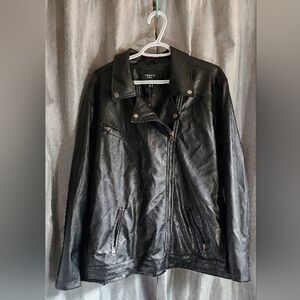 Torrid Textured Faux Leather Black Relaxed Moto Jacket